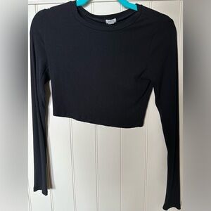 GARAGE Ladies Size Small Black Ribbed Long Sleeve Going Out Party Crop T…